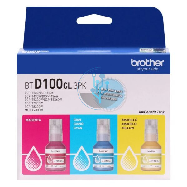 Pack 3 Tintas Brother BTD100CL3PK Color DCP-T230 / T430W / T436W