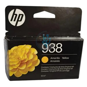 Compra la Tinta HP 938 Yellow 4S6X7PL original para OfficeJet Pro. Alto rendimiento de hasta 800 páginas, calidad profesional y máxima durabilidad.