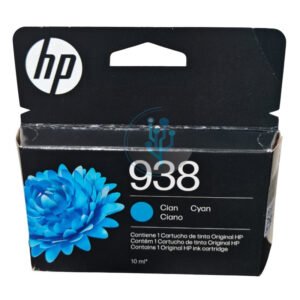 Compra la Tinta HP 938 Cyan 4S6X5PL original para OfficeJet Pro. Alto rendimiento de hasta 800 páginas, calidad profesional y máxima durabilidad.