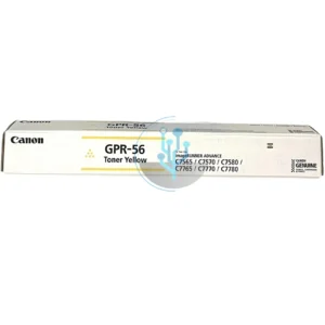 Detalle del empaque y etiquetas del tóner Canon GPR-56 Amarillo