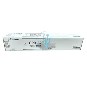 Detalle del empaque y etiquetas del tóner Canon GPR-62 Negro