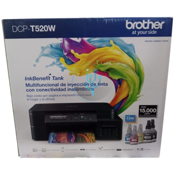 Impresora Multifuncional Brother DCP-T520W Wireless InkBenefit Tank. Con Botellas de tinta de llenado automático que ayudan a reducir derrames