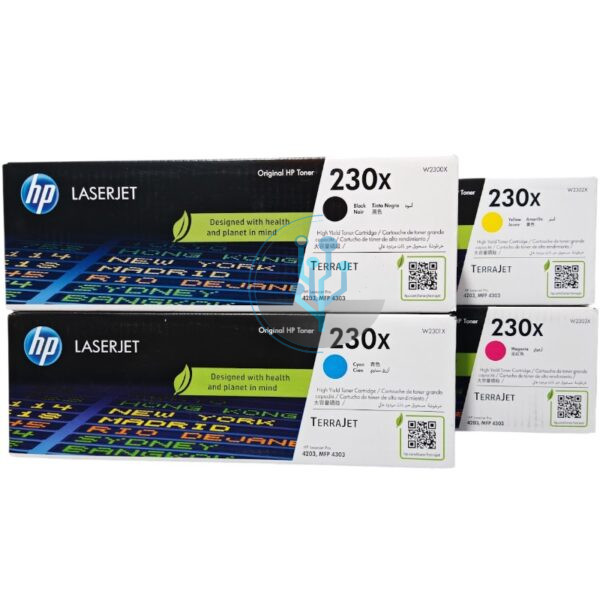 Kit de Tóneres HP 230X w2300x, w2301x, w2302x, w2303x. Compatibilidad con HP LaserJet Pro 4203, 4303, Consultas WhatsApp al 934823633