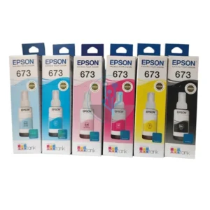 Tintas Epson T673 Negro, Cian, Magenta, Amarillo, Light Cian, Light Magenta, Uso en Impresoras Epson EcoTank L800, L805, L810, L850, L1800