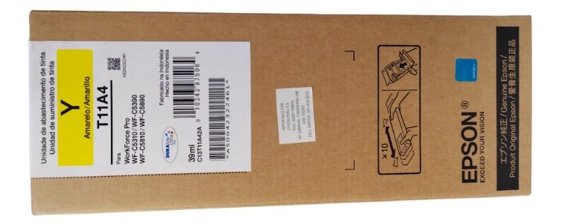 Tinta Epson T11A4-T11A420 wf-c5810 Yellow 39ml. Uso en Impresoras Epson WorkForce Pro wf-c5310, 5390, wf-c5810, wf-c5890