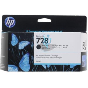 Compra tinta HP 728 3WX25A negro mate original 130ml para DesignJet T730 y T830. Secado rápido, alta calidad y rendimiento profesional.
