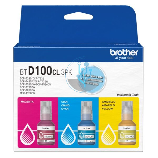 Pack 3 Tintas Brother BTD100CL3PK Color DCP-T230 / T430W / T436W